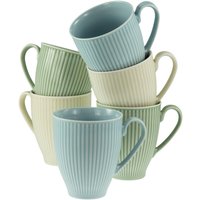 CreaTable Kaffeebecher Valencia bunt Porzellan 6 tlg. von CreaTable