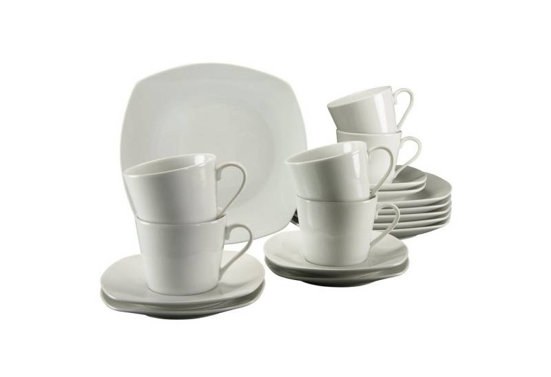 CreaTable Kaffeeservice CreaTable, 19510, Serie Amelie weiss, Kaffeeservice 18 tlg (18-tlg), 6 Personen, Porzellan von CreaTable
