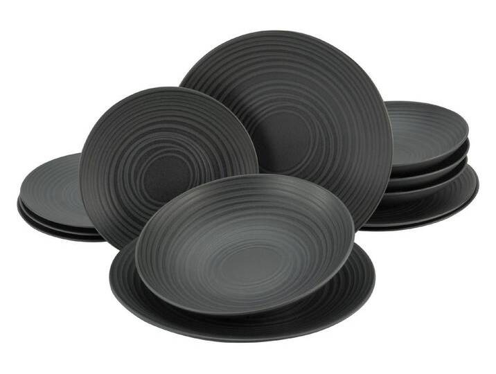 CreaTable Kaffeeservice Tafelservice 12tlg. LAVA STONE BLACK, Keramik, schwarz CreaTable Kaffeeservice Tafelservice 12tlg. LAVA STONE BLACK, Keramik, schwarz von CreaTable