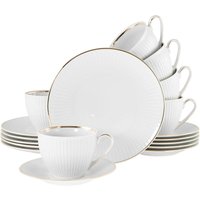 CreaTable Kaffeeservice Valencia weiß Porzellan 18 tlg. von CreaTable
