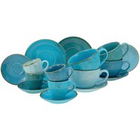 CreaTable Kaffeetassenset Nature Collection AQUA blau Steinzeug 16 tlg. von CreaTable