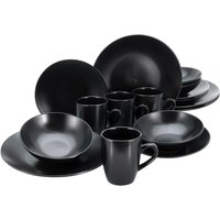 CreaTable Kombiservice Black Matt schwarz Steinzeug 16 tlg. von CreaTable