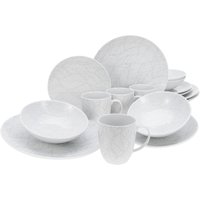 CreaTable Kombiservice Blätter - Serie Home weiß Porzellan 16 tlg. von CreaTable