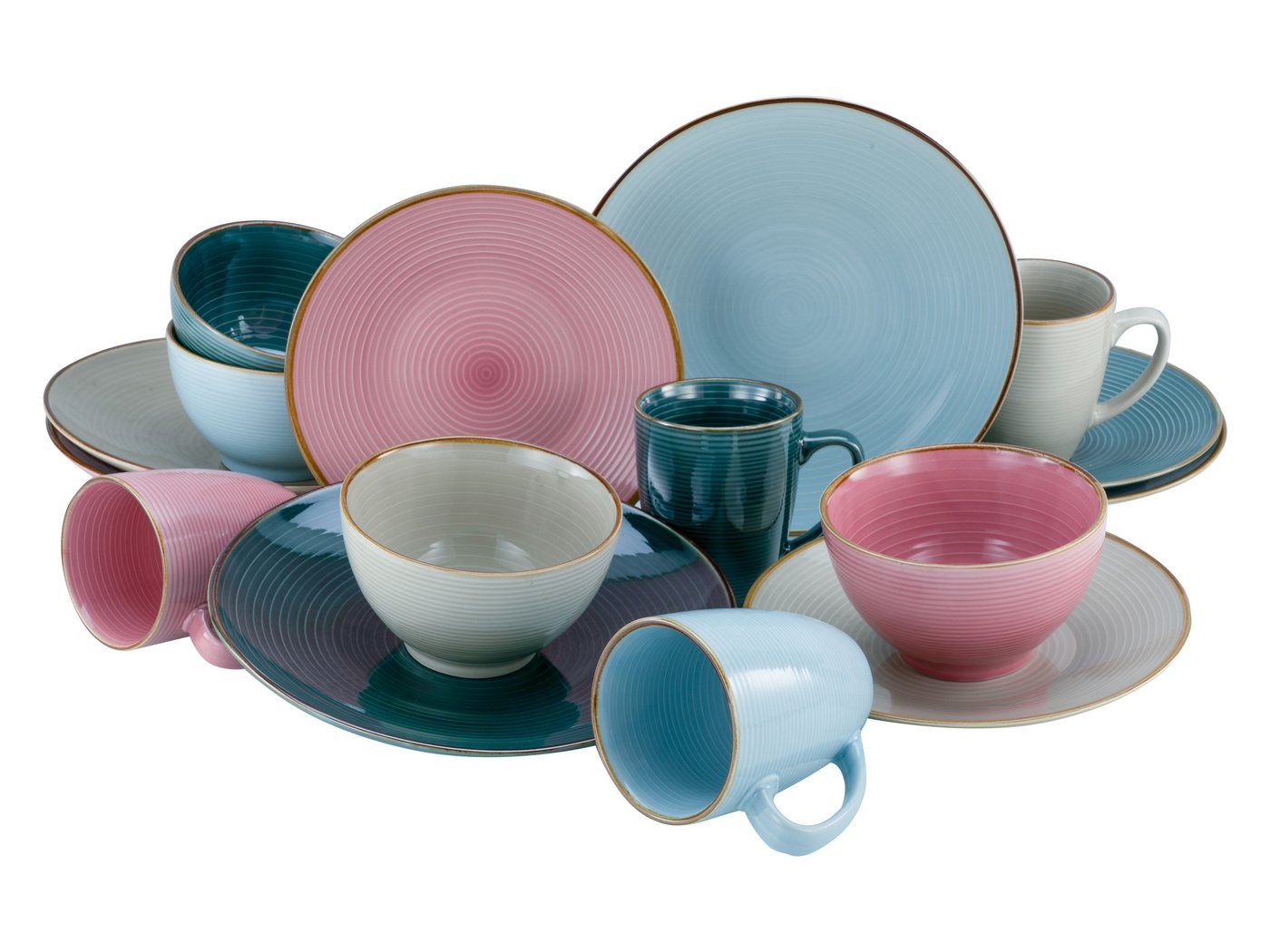 CreaTable Kombiservice Cosy Day bunt Kombiservice 16-tlg (16-tlg), 4 Personen, Steinzeug von CreaTable