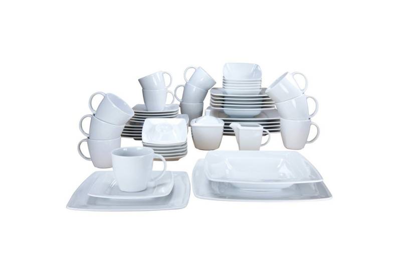 CreaTable Kombiservice CreaTable, 11384, Serie Victoria weiss, Kombiservice 50-tlg (50-tlg), 6 Personen, Porzellan von CreaTable