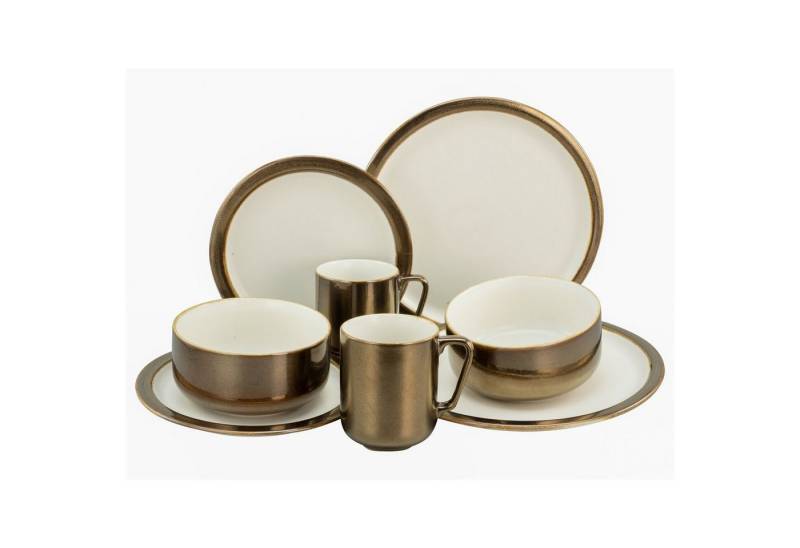 CreaTable Kombiservice CreaTable, 23590, Serie MODERN INDUSTRIAL, weiß, Geschirrset, Kombise (8-tlg), 2 Personen, Steinzeug von CreaTable