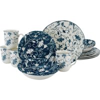 CreaTable Kombiservice Damask blau Steingut 16 tlg. von CreaTable