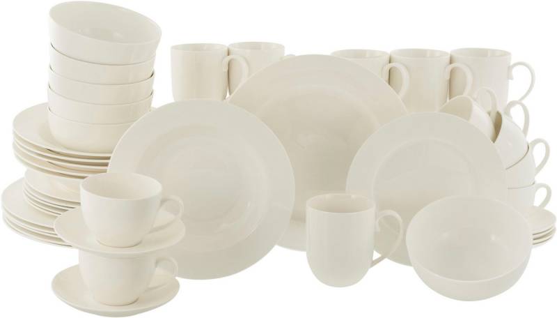 CreaTable Kombiservice Fleur Royal, Kombi-Service 42-tlg (42-tlg), 6 Personen, Porzellan, Traditionelle Fahnenform von CreaTable