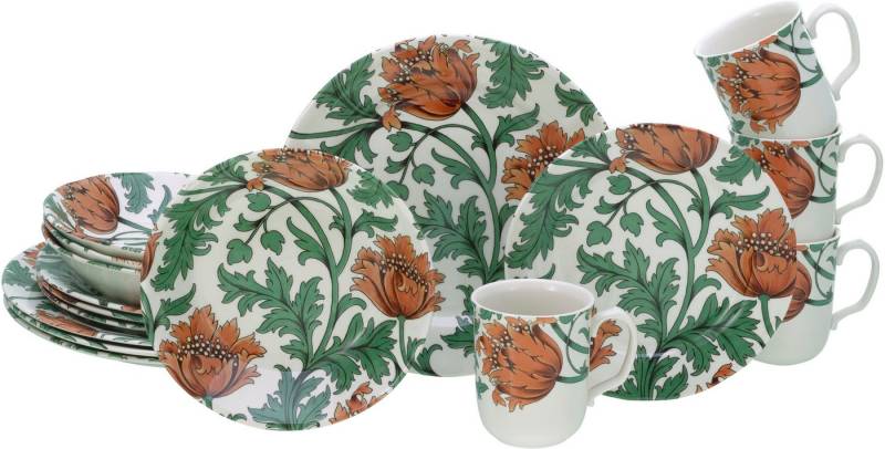 CreaTable Kombiservice Florentina, Kombi-Service 16-tlg (16-tlg), 4 Personen, Steingut, Blumendekor von CreaTable