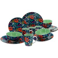 CreaTable Kombiservice Folklore blau Steinzeug 16 tlg. von CreaTable