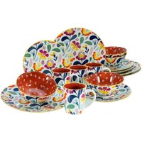 CreaTable Kombiservice Folklore bunt Steinzeug 16 tlg. von CreaTable