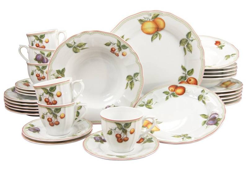 CreaTable Kombiservice Geschirr-Set Flora Orchard (30-tlg), 6 Personen, Porzellan, Service, 30 Teile, für 6 Personen von CreaTable