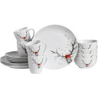CreaTable Kombiservice Hirsch weiß Porzellan 16 tlg. von CreaTable