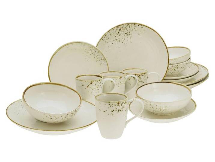 CreaTable Kombiservice Nature Collection Natural Living Kombiservice (16-tlg), 4 Personen, Steinzeug, weiß von CreaTable