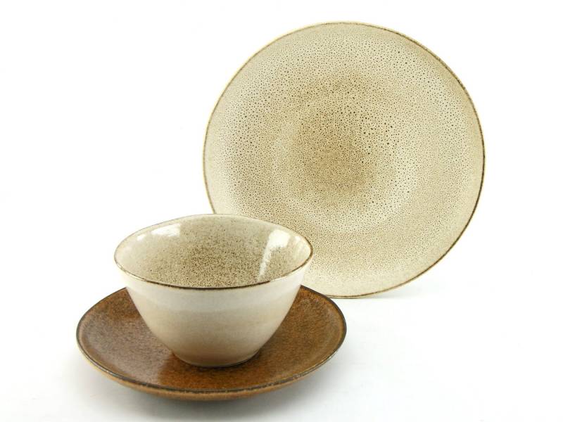 CreaTable Kombiservice Sahara Sand Kombiservice 3-tlg (3-tlg), 1 Personen, Steinzeug von CreaTable