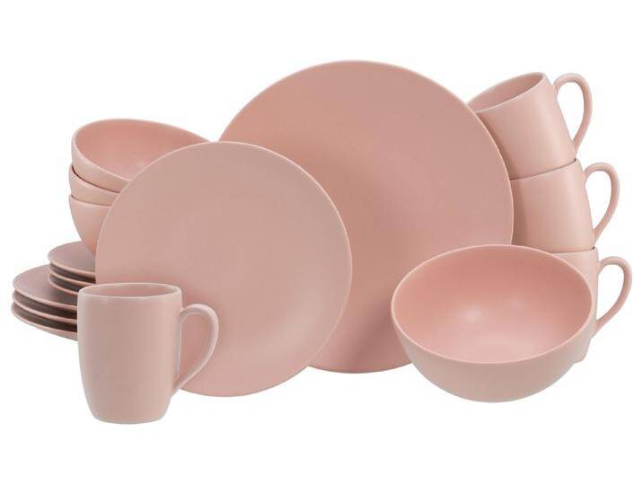 CreaTable Kombiservice Soft Touch Peach Kombiservice 16-tlg (16-tlg), 4 Personen, Steinzeug, rot von CreaTable