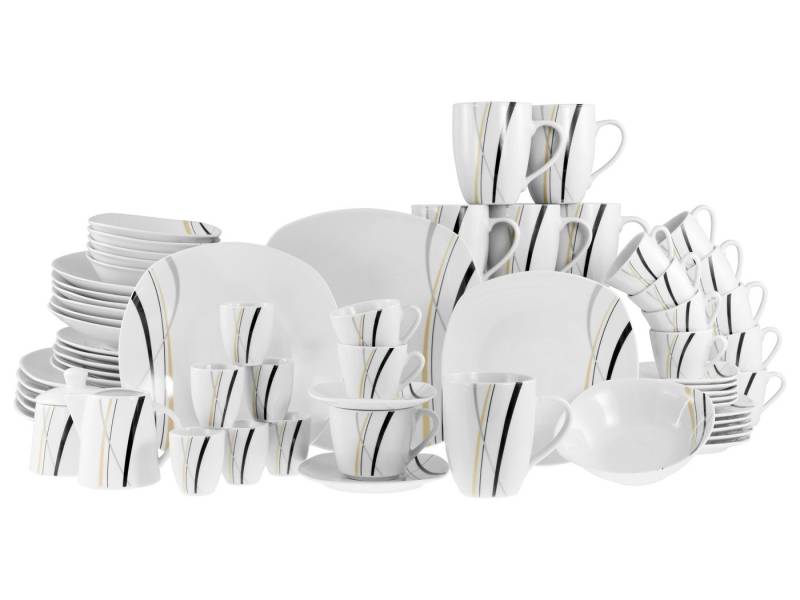 CreaTable Kombiservice Square City Line Kombiservice 62-tlg (62-tlg), Porzellan von CreaTable