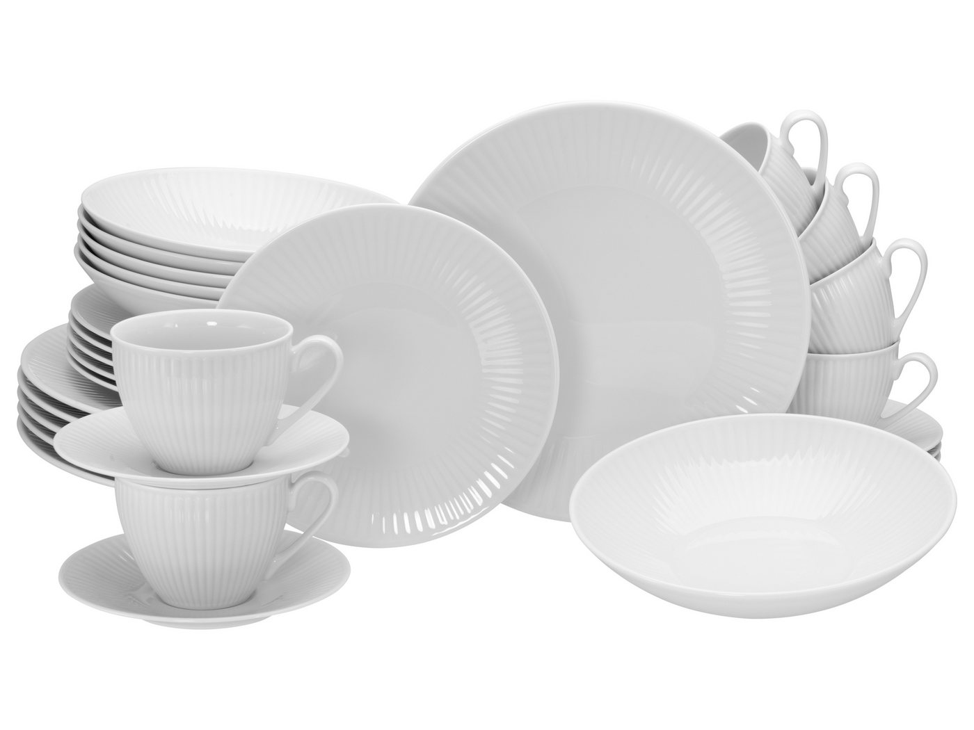 CreaTable Kombiservice Valencia Weiss Kombiservice 30-tlg (30-tlg), 6 Personen, Porzellan von CreaTable