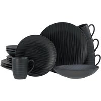 CreaTable Kombiservice Waves schwarz Steinzeug 16 tlg. von CreaTable