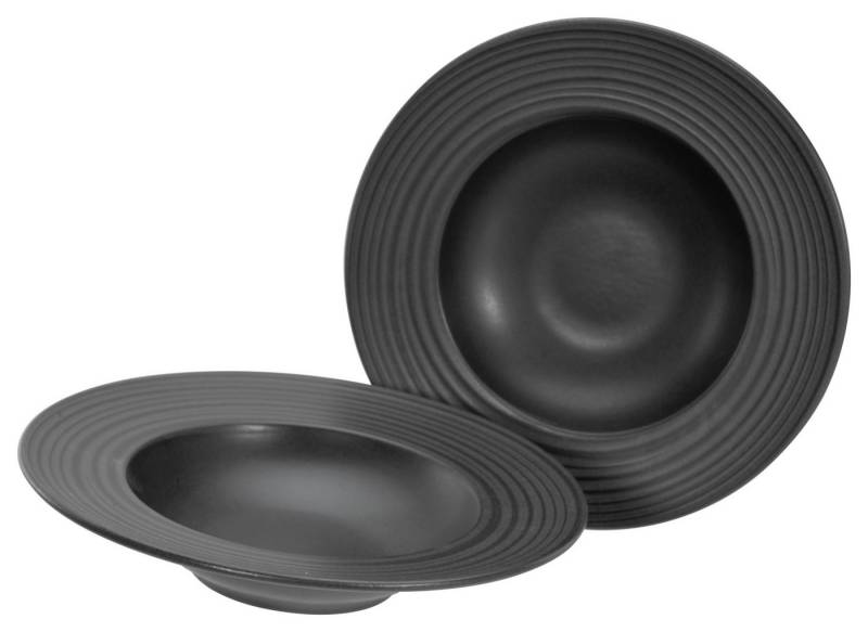 CreaTable Pastateller Lava Stone Black, Pasta Gourmetteller Set 2-tlg, (2 St), Seidenmatte Glasur von CreaTable