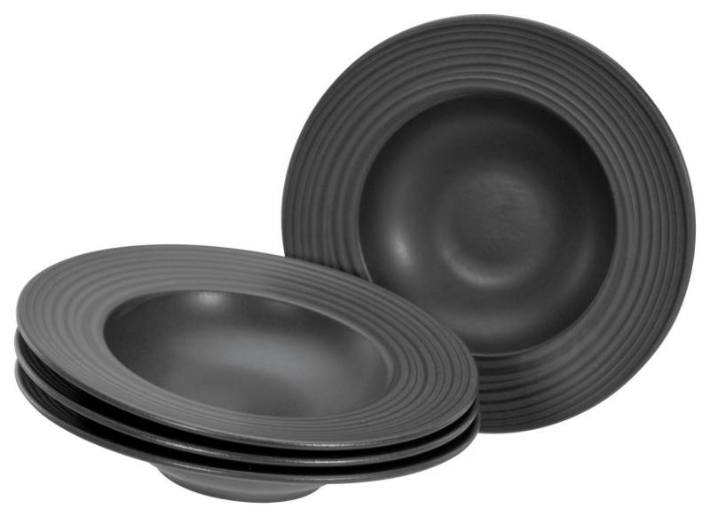 CreaTable Pastateller Lava Stone Black, Pasta Gourmetteller Set 4-tlg, (4 St), Seidenmatte Glasur von CreaTable
