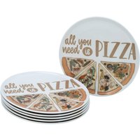 CreaTable Pizzateller-Set Europa bunt Porzellan D: ca. 33 cm von CreaTable