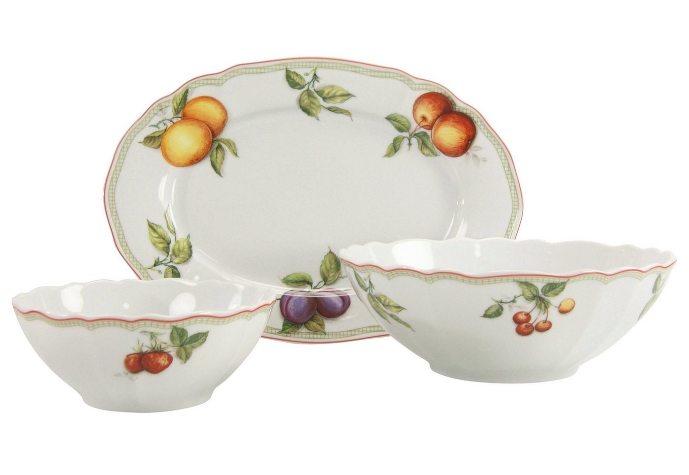 CreaTable Servier-Set Flora Orchard, Porzellan, (Set, 3-tlg., 1 Platte, 2 Schüsseln) von CreaTable