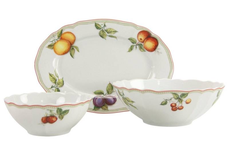CreaTable Servier-Set Flora Orchard, Porzellan, (Set, 3-tlg., 1 Platte, 2 Schüsseln) von CreaTable