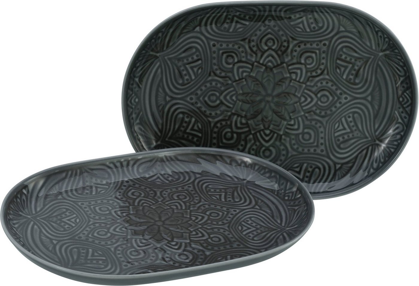 CreaTable Servierplatte Orient Mandala, Porzellan, (Set, 2-tlg), Servierset, je 28x20 cm von CreaTable