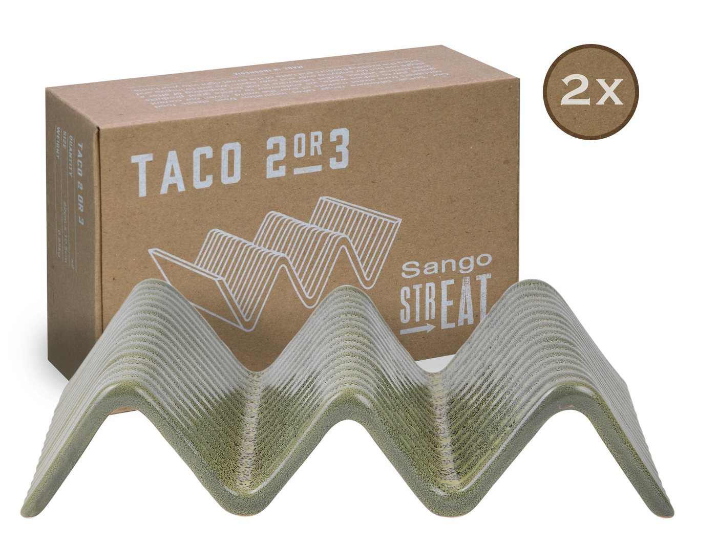 CreaTable Servierteller Streat Food Grün Taco Stand 2-tlg, Steinzeug, (2-tlg., 2 Streat Taco Stand) von CreaTable
