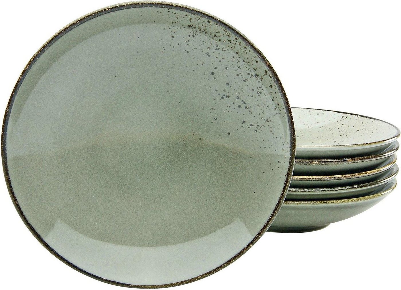 CreaTable Suppenteller Essteller NATURE COLLECTION, (6 St), Teller Set für 6 Personen, Ø 22 cm, Steinzeug, tiefe Teller von CreaTable