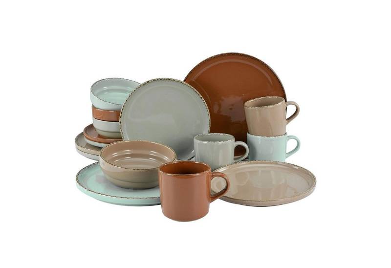 CreaTable Tafelservice 22496 Serie TERRA Collection Kombiservice 16 teilig (16-tlg), 4 Personen, Steingut von CreaTable
