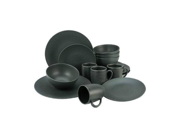 CreaTable Tafelservice 23145 SOFT TOUCH BLACK Kombiservice (16-tlg), 4 Personen, Steinzeug, schwarz von CreaTable