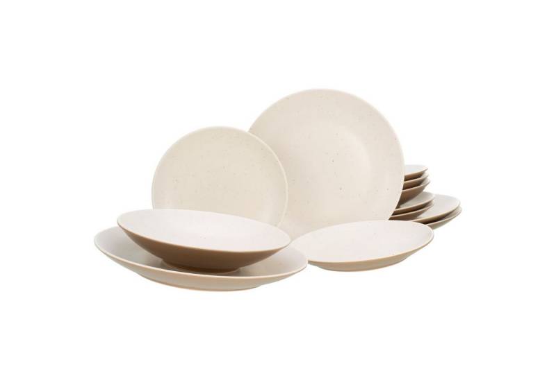 CreaTable Tafelservice CreaTable, 33072, Serie SAND DUNES, Geschirrset, Teller Set 12 teilig (12-tlg), 4 Personen, Steinzeug von CreaTable