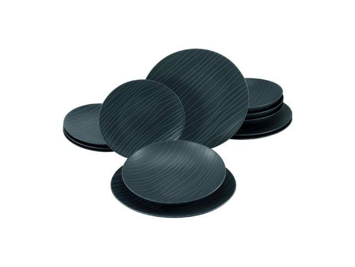 CreaTable Tafelservice Creatable 23246 Serie WAVES black Tafelservice 12 teilig (12-tlg), 4 Personen, Steinzeug von CreaTable