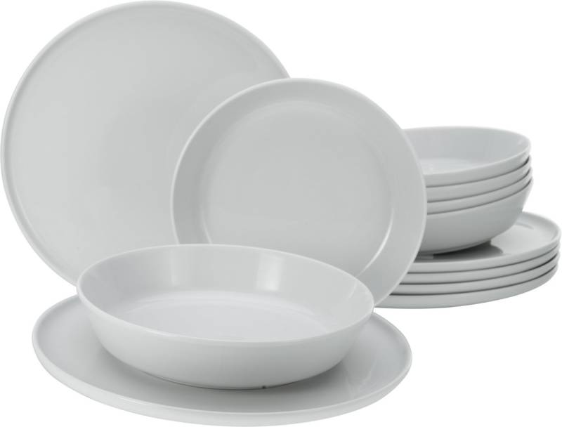 CreaTable Tafelservice Geschirr-Set Chef Collection (12-tlg), 6 Personen, Porzellan, Teller Set, weiß, nordisches Design, 12 Teile, für 6 Personen von CreaTable