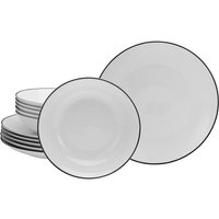 CreaTable Tafelservice Luna Black Line weiß Porzellan 12 tlg. CreaTable Tafelservice Luna Black Line weiß Porzellan 12 tlg. von CreaTable