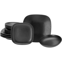 CreaTable Tafelservice Magic Black schwarz Steinzeug 12 tlg. von CreaTable