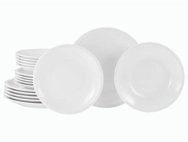 CreaTable Tafelservice Milano Weiss Tellerset 18-tlg (18-tlg), 6 Personen, Porzellan, weiß von CreaTable