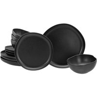 CreaTable Tafelservice Natura Organic schwarz Steinzeug 12 tlg. von CreaTable
