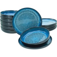 CreaTable Tafelservice Nordic Fjord blau Steinzeug 12 tlg. von CreaTable