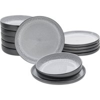 CreaTable Tafelservice Nordic Fjord grau Steinzeug 12 tlg. von CreaTable
