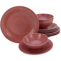 CreaTable Tafelservice Orient Mandala rot Porzellan 12 tlg. von CreaTable