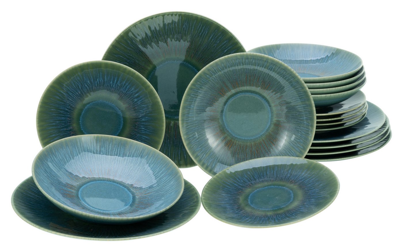 CreaTable Tafelservice Sea Breeze Mint Tellerset 18-tlg (18-tlg), 6 Personen, Steinzeug von CreaTable