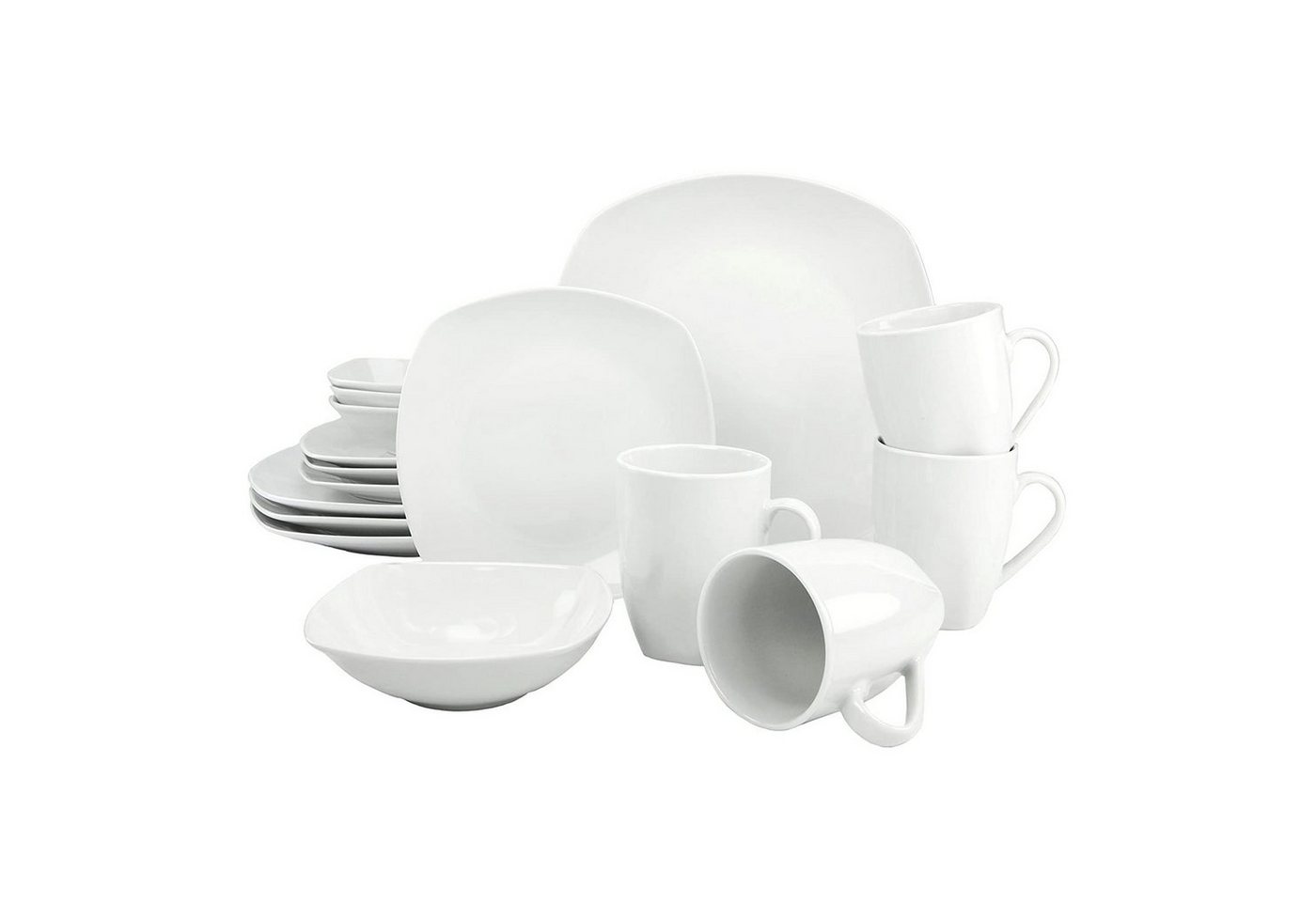 CreaTable Tafelservice Square Kombiservice 16 teilig (16-tlg), 4 Personen, Porzellan von CreaTable