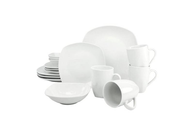 CreaTable Tafelservice Square Kombiservice 16 teilig (16-tlg), 4 Personen, Porzellan von CreaTable