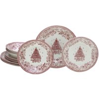 CreaTable Tafelservice Tannenbaum rot Steingut 12 tlg. von CreaTable