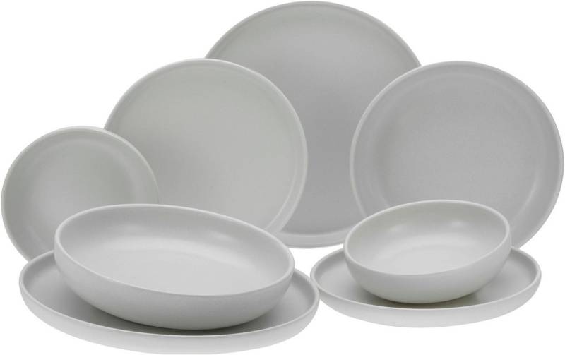 CreaTable Tafelservice Uno (8-tlg), 2 Personen, Steinzeug, seidenmatte Glasur von CreaTable