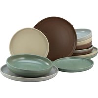 CreaTable Tafelservice uno NATURAL multicolor Steinzeug 12 tlg. von CreaTable