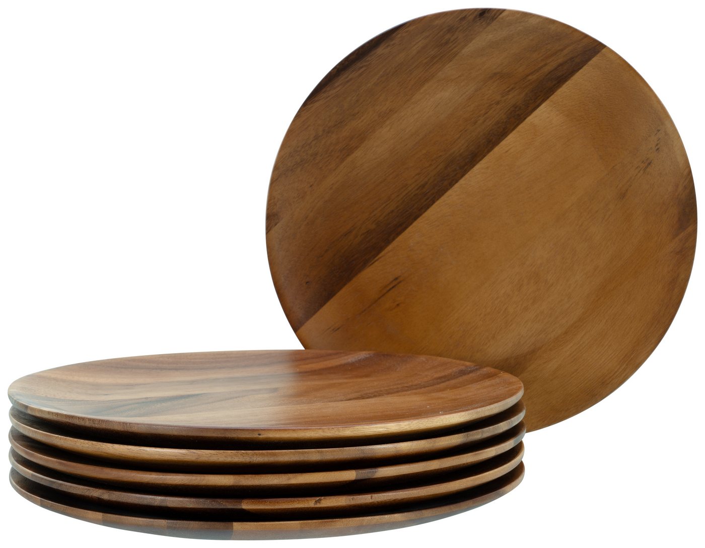 CreaTable Teller Nature Collection Akazienholz Teller 6-tlg, (6 St) von CreaTable